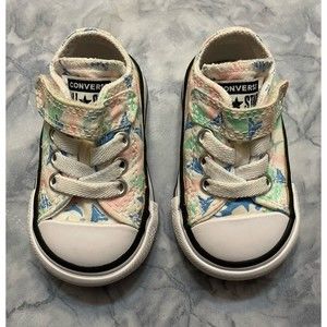 Pastel Shark Converse All Stars Baby Girl Shoes, Size Infant 2
